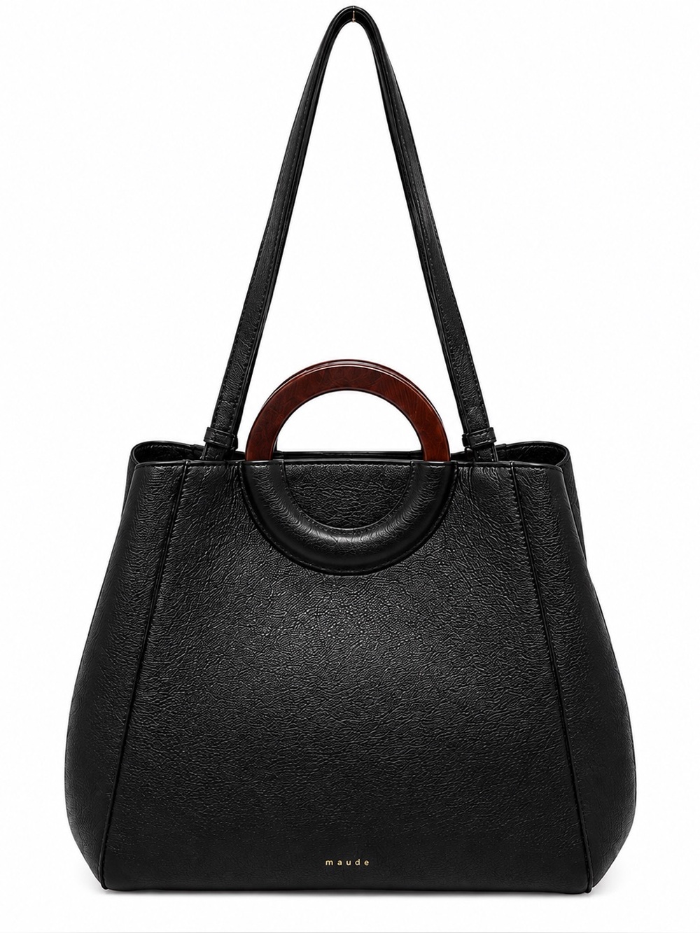 Sézane Paolo Bag Black Leather Handle Shoulder Tote Handbag NWT & Auth.& Dust Bg